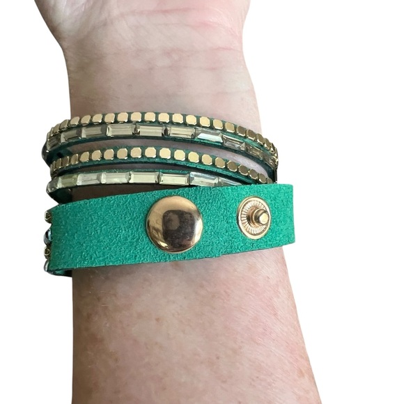 Chic Green and Gold Wrap Bracelet or Choker - Picture 3 of 7